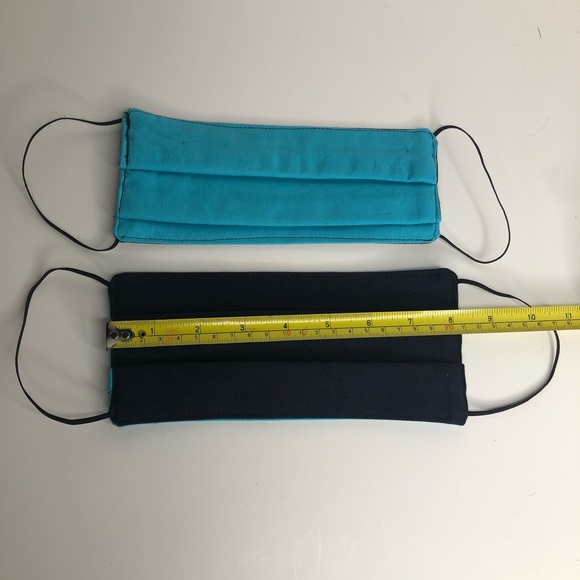 2 Handmade Unisex Black Blue Cotton Face Masks NEW - Picture 3 of 8